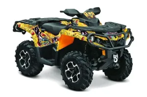 Can Am Outlander XT / DPS / SST ATV Graphic Kit - 2013-2016 Ed Hardy - Love Kills Yellow