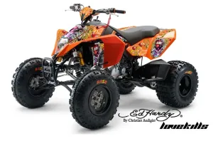 KTM 450 / 505 / 525 ATV Graphic Kit - 2008-2010 Ed Hardy - Love Kills Orange