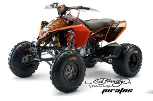 KTM 450 / 505 / 525 ATV Graphic Kit - 2008-2010 Ed Hardy - Pirates Orange