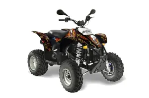 Polaris Scrambler / Trailblazer 500 ATV Graphic Kit - 1985-2009 Ed Hardy - Pirates Red