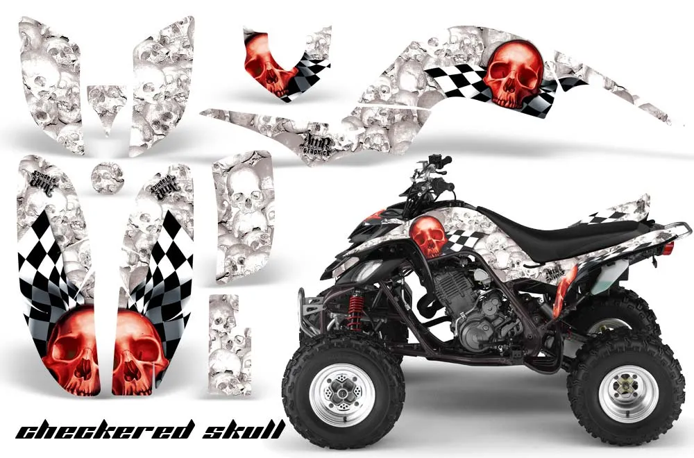 Yamaha Raptor 660 ATV Graphic Kit - 2001-2005 Checkered Skull Red