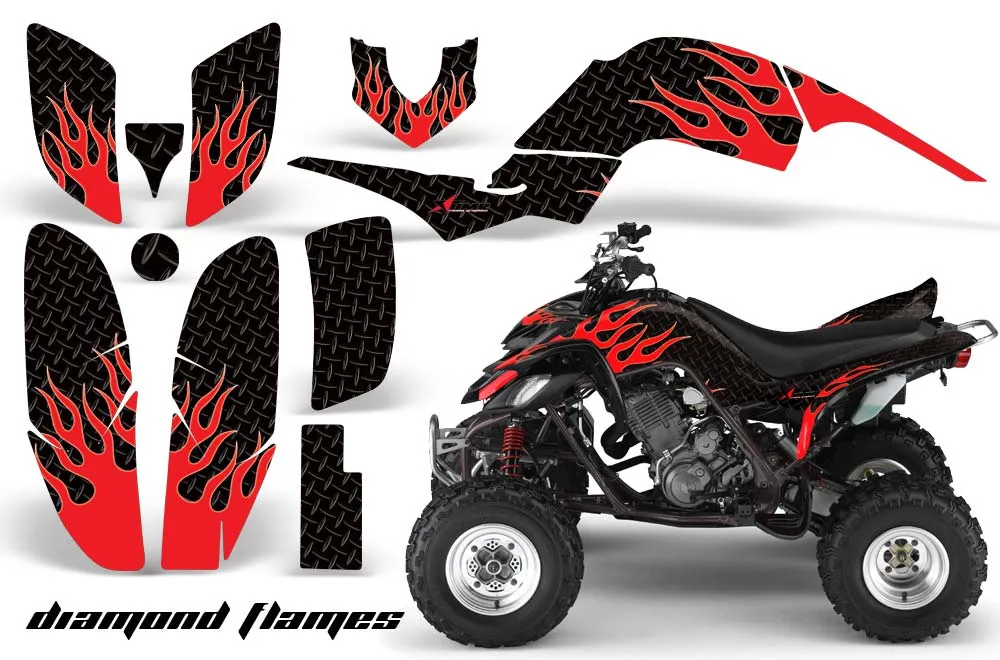 Yamaha Raptor 660 ATV Graphic Kit - 2001-2005 Diamond Flames Red
