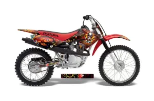 Honda CRF100 Dirt Bike Graphic Kit - 2004-2010 Ed Hardy - Pirates Red