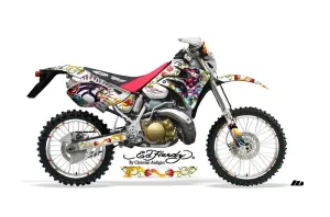 Honda CRM 250 AR Dirt Bike Graphic Kit - 1989-1999 Ed Hardy - Love Kills White