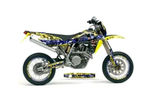 Husqvarna SM / SMR 450 / 530 Dirt Bike Graphic Kit - 2005-2010 Mad Hatter Yellow