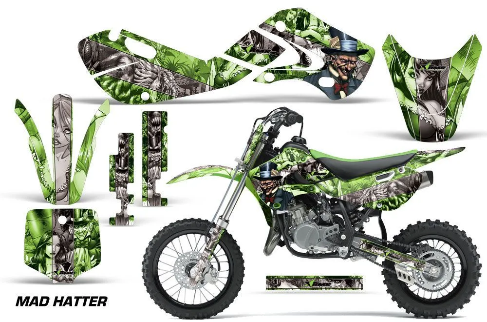 Kawasaki KLX110 Dirt Bike Graphic Kit - 2002-2009 Mad Hatter Green