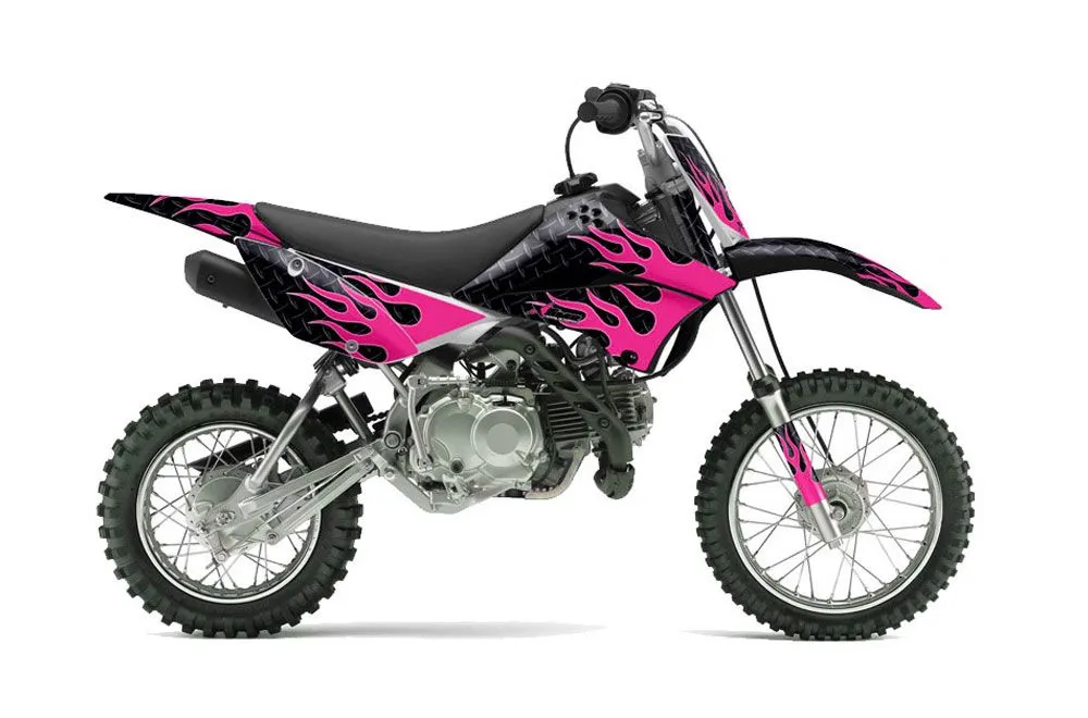 s*1様 Kawasaki KSR110プロ タンク、カウルセット ピンク Kawasaki KLX110 Dirt Bike Graphic Kit - 2010-2025 Diamond Flames