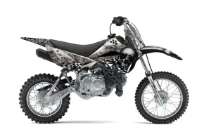 Kawasaki KLX110 Dirt Bike Graphic Kit - 2010-2025 Checkered Skulls Black