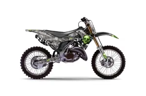 Kawasaki KX125 Dirt Bike Graphic Kit - 1999-2002 Checkered Skull Green