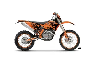 KTM C5 SX / SX-F 125 / 525 Dirt Bike Graphic Kit - 2007-2010 Diamond Flames Orange