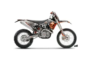 KTM C5 XCW 200/ 250 / 300 Dirt Bike Graphic Kit - 2011 Checkered Skull Orange