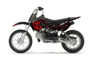 Suzuki DRZ 110 Dirt Bike Graphic Kit - All Years Silver Star - Reloaded Red