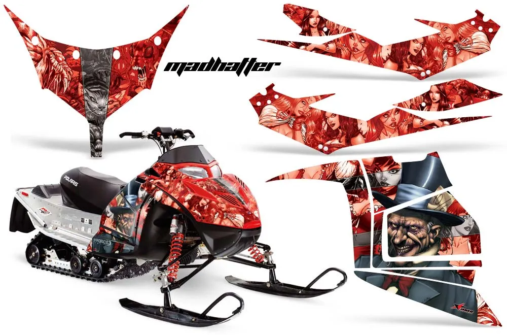 Polaris IQ Race 600 Sled Graphic Kit - All Years Mad Hatter Red