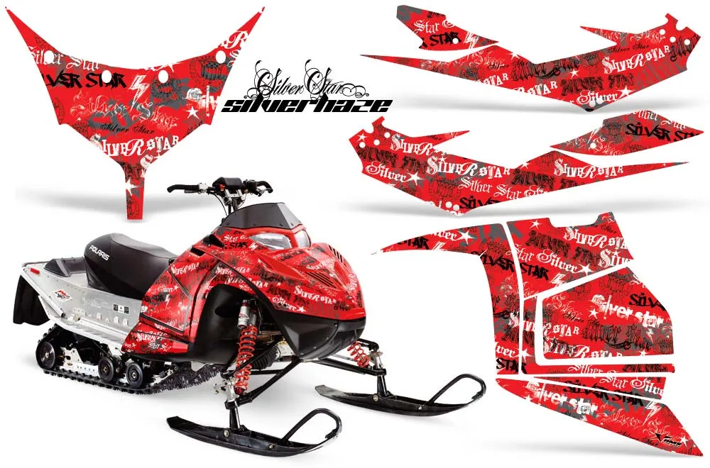 Polaris IQ Race 600 Sled Graphic Kit - All Years Silver Star - Silverhaze Red