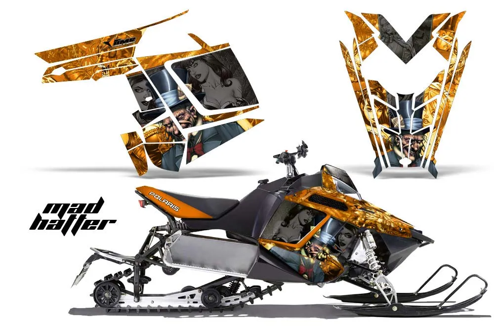 Polaris RMK / PRO-R / Rush / Assault Sled Graphic Kit - 2011-2016 Mad Hatter Orange