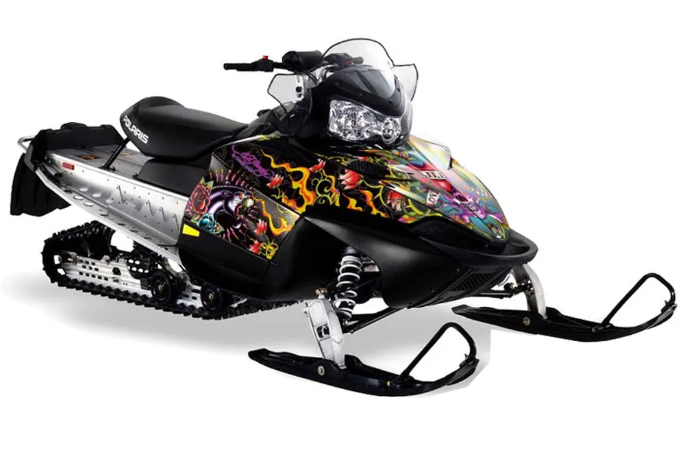 Polaris RMK / Shift / Assault Sled Graphic Kit - 2006-2020 Ed Hardy - Love Kills Black