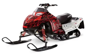 Polaris IQ Race 600 Sled Graphic Kit - All Years Skulls N Hammers Red