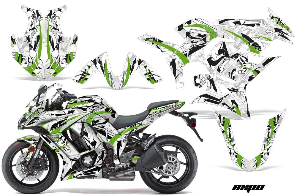Kawasaki ZX1000 Ninja Graphic Kit - 2010-2013 Expo Green - Red