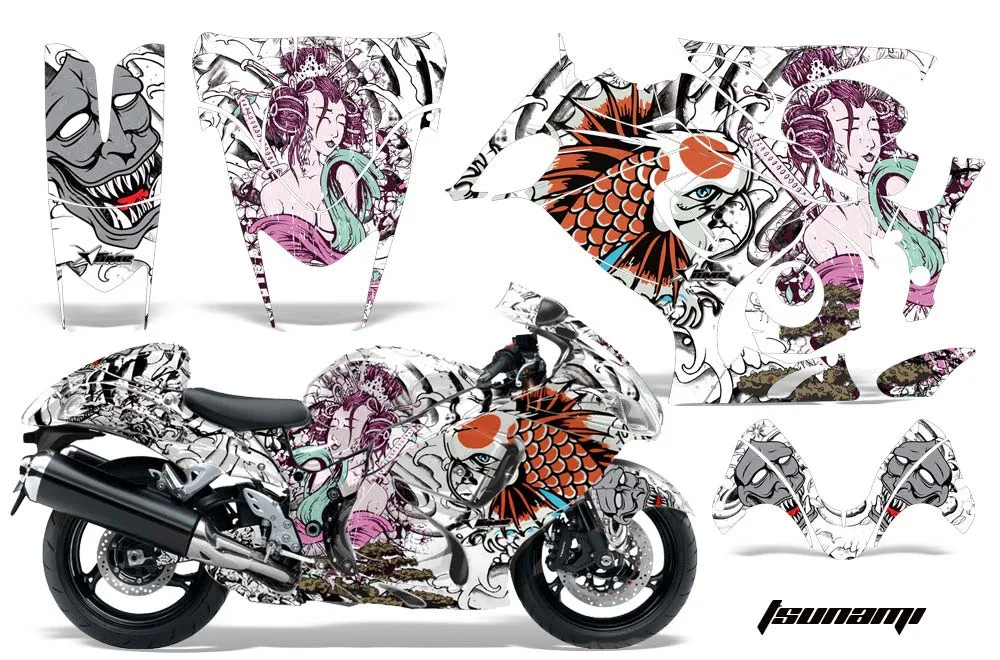 Suzuki GSXR 1300 Hayabusa Graphic Kit - 2008-2020 Tsunami White