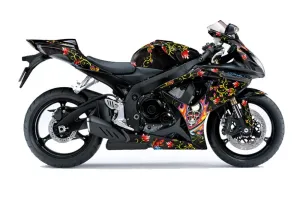 Suzuki GSXR 600 / 750 Graphic Kit - 2006-2007 Ed Hardy Pirates Black