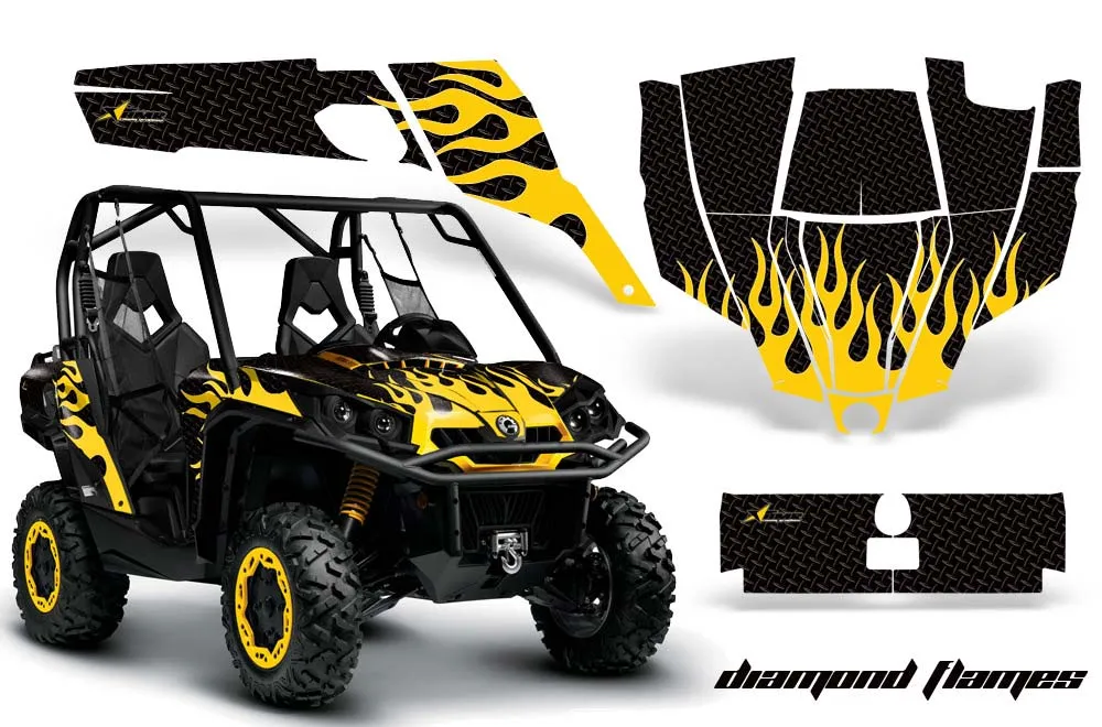 Can-Am Commander 1000 / 800 Graphic Kit - All Years Diamond Flames Yellow