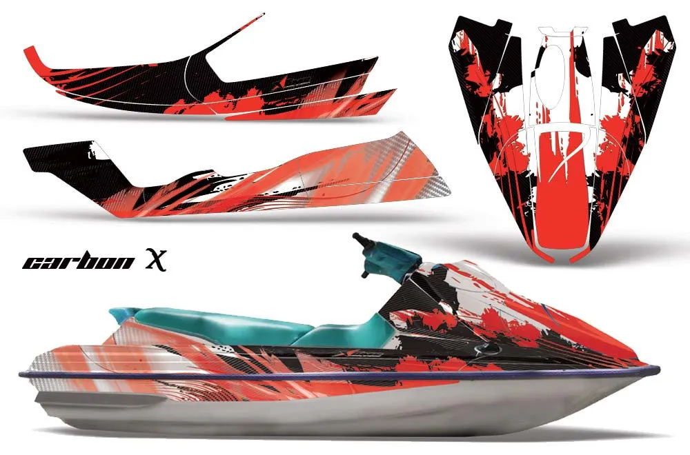 Sea Doo Bombardier GTS Jet Ski Graphic Kit - 1992-1997 Carbon X Red