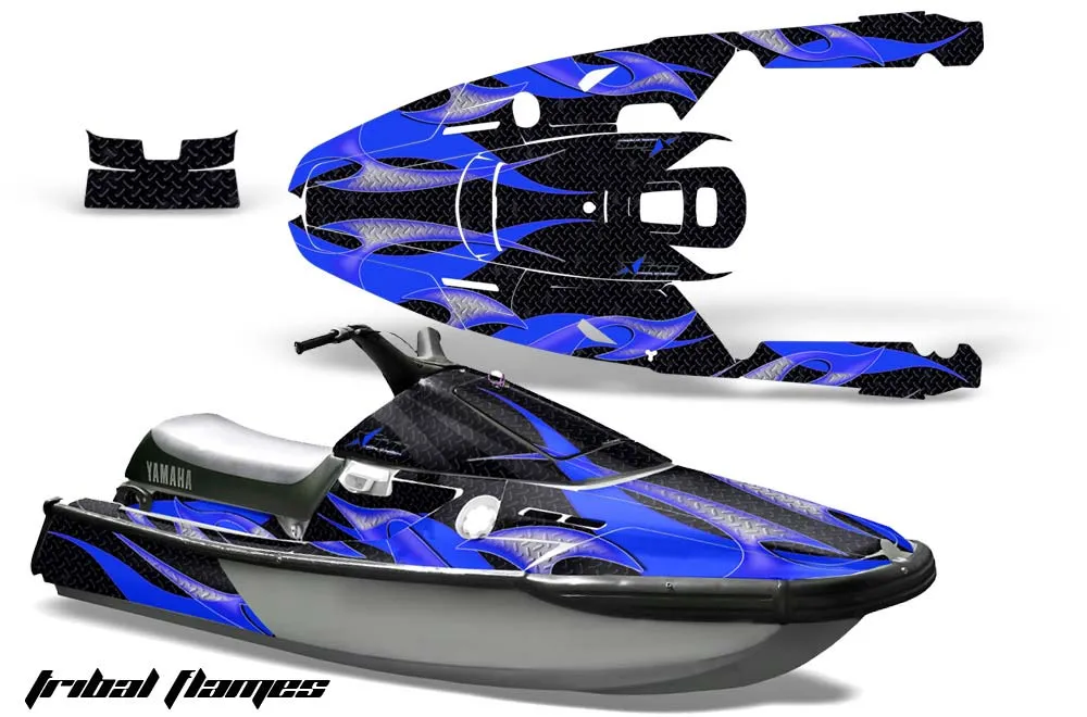 Yamaha Wave Runner 3 Jet Ski Graphic Kit - 1991-1996 Tribal Flames Blue