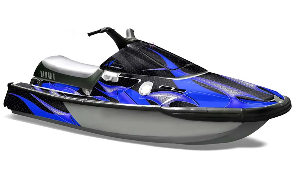 Yamaha Wave Runner 3 Jet Ski Graphic Kit - 1991-1996 Tribal Flames Blue