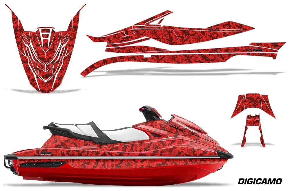 Yamaha Wave Runner GP 1800 Jet Ski Graphic Kit 2017 Digi Camo Red