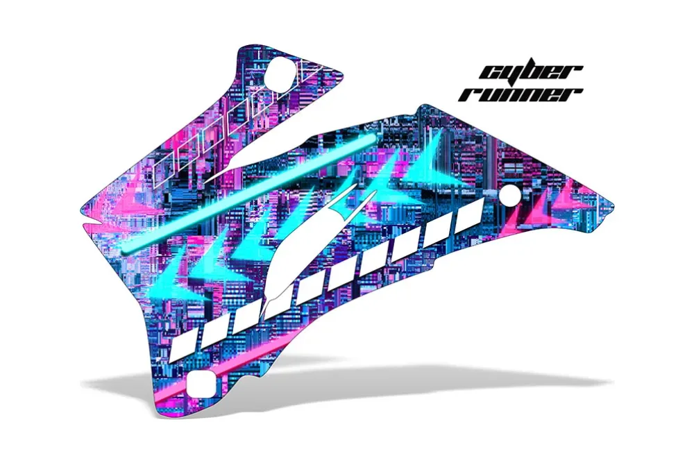 Cyber Runner design shown on a set of graphic panels
