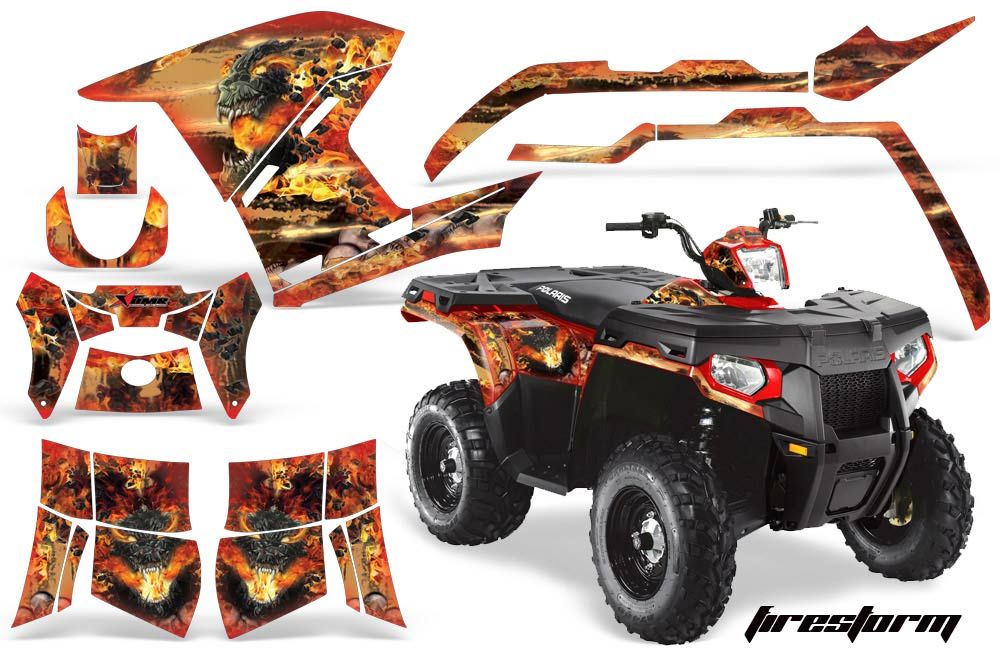 Polaris Sportsman 800 / 500 ATV Graphic Kit - 2011-2015 Firestorm Red
