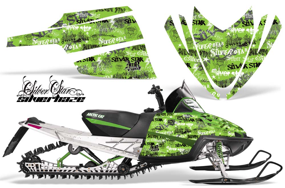 Arctic Cat M Series / Crossfire Sled Graphic Kit - All Years Silver Star - Silverhaze Green