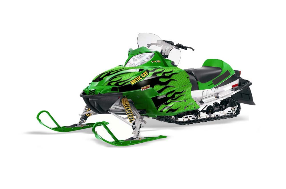 Arctic Cat Firecat F5 / F6 / F7 Sled Graphic Kit - 2003-2006 Diamond Flames Green