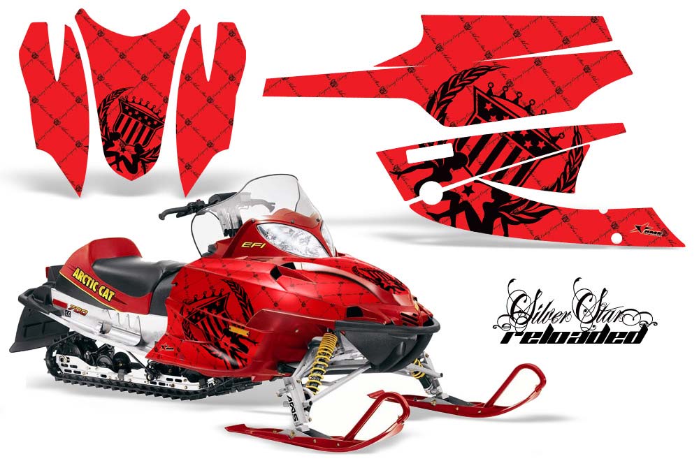 Arctic Cat Firecat F5 / F6 / F7 Sled Graphic Kit - 2003-2006 Silver Star - Reloaded Red