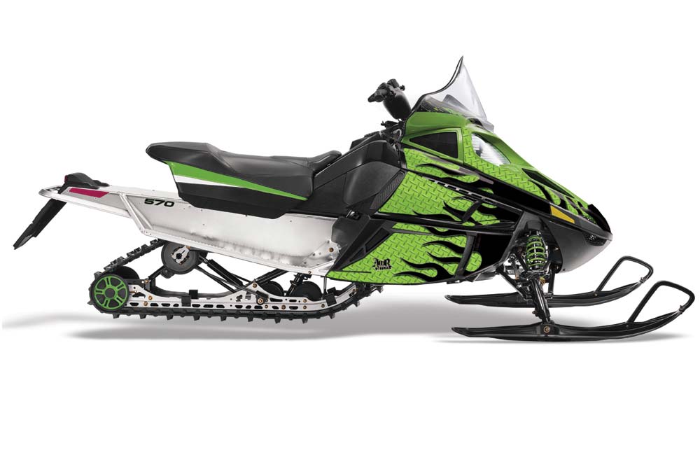 Arctic Cat F Z1 Series Sled Graphic Kit - All Years Diamond Flames Green