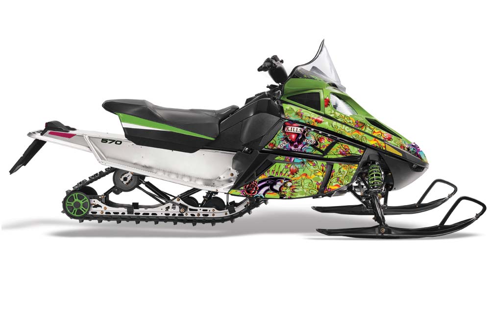 Arctic Cat F Z1 Series Sled Graphic Kit - All Years Ed Hardy - Love Kills Green