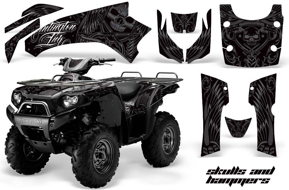 Kawasaki Brute Force 650i 4x4 ATV Graphic Kit - 2004-2012 Skulls and Hammers Silver