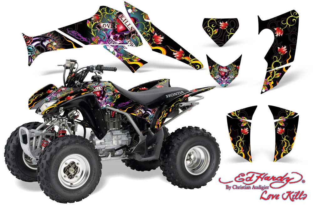Honda TRX 250EX / 250R / 250X ATV Graphic Kit - 2006-2018 Ed Hardy - Love Kills Red