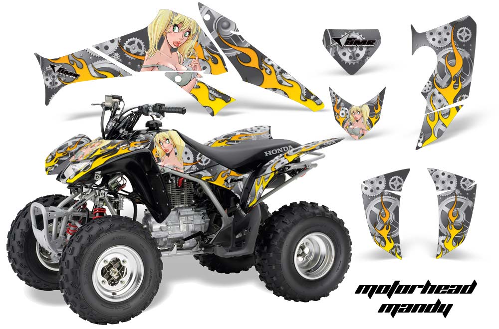 Honda TRX 250EX / 250R / 250X ATV Graphic Kit - 2006-2018 Motorhead Mandy Silver