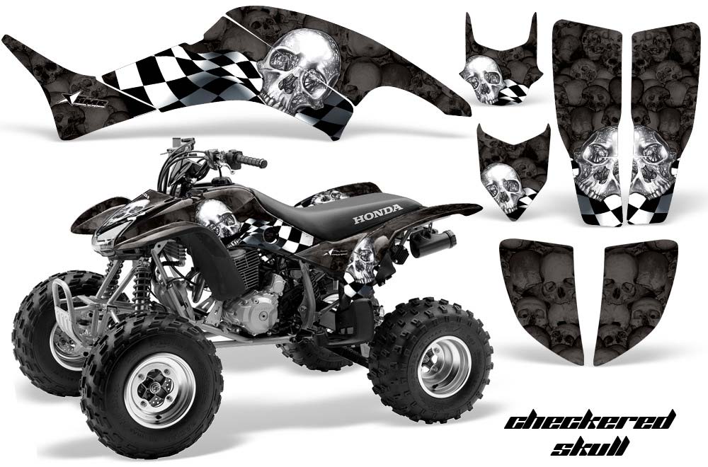 Honda TRX 400EX ATV Graphic Kit - 1999-2007 Checkered Skulls Chrome