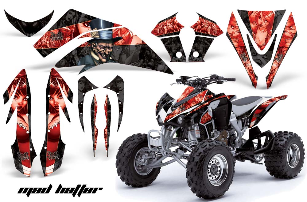 Kawasaki KFX 450 ATV Graphic Kit - 2008-2015 Mad Hatter Red