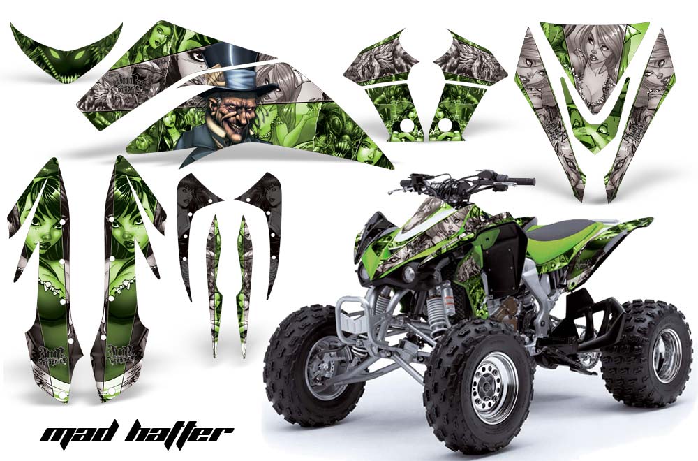 Kawasaki KFX 450 ATV Graphic Kit - 2008-2015 Mad Hatter Silver
