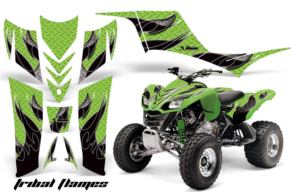 Kawasaki KFX 700 ATV Graphic Kit - 2004-2009 Tribal Flames Black