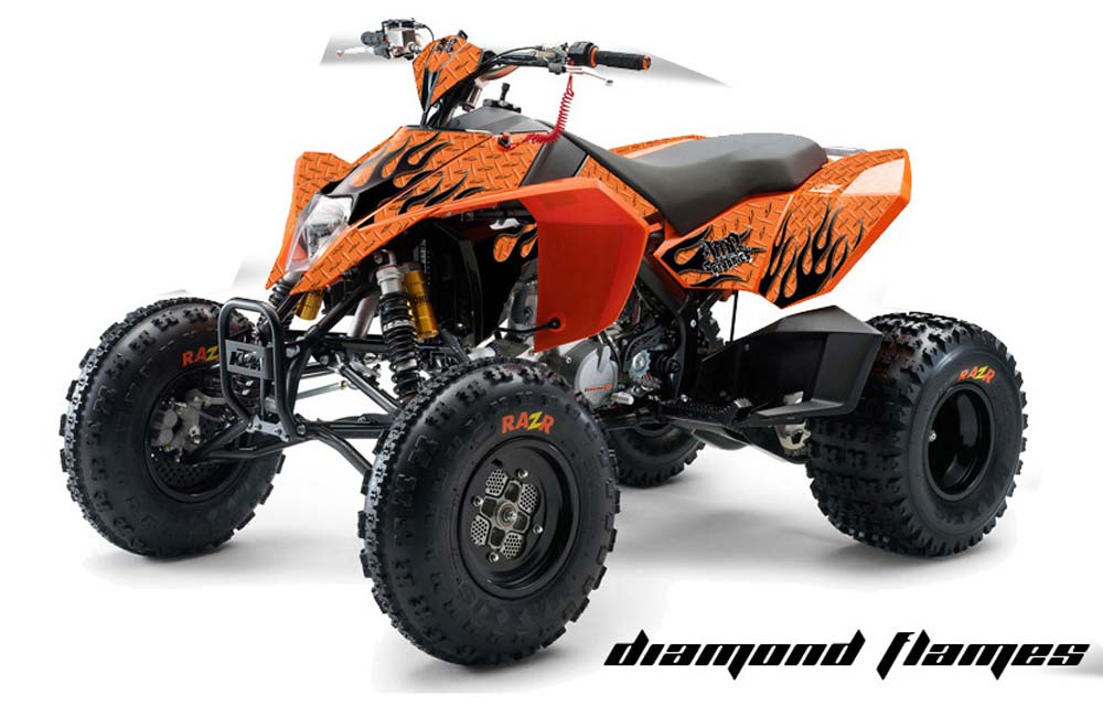 KTM 450 / 505 / 525 ATV Graphic Kit - 2008-2010 Diamond Flames Black
