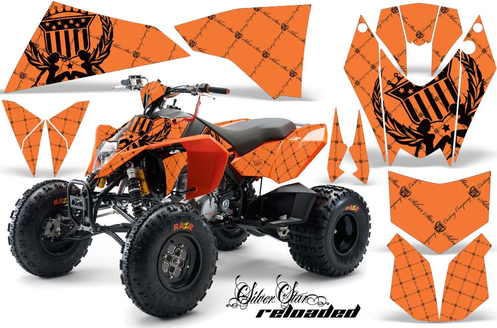 KTM 450 / 505 / 525 ATV Graphic Kit - 2008-2010 Silver Star - Reloaded Black