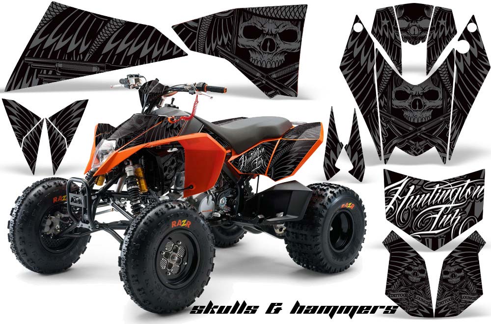 KTM 450 / 505 / 525 ATV Graphic Kit - 2008-2010 Skulls and Hammers Silver