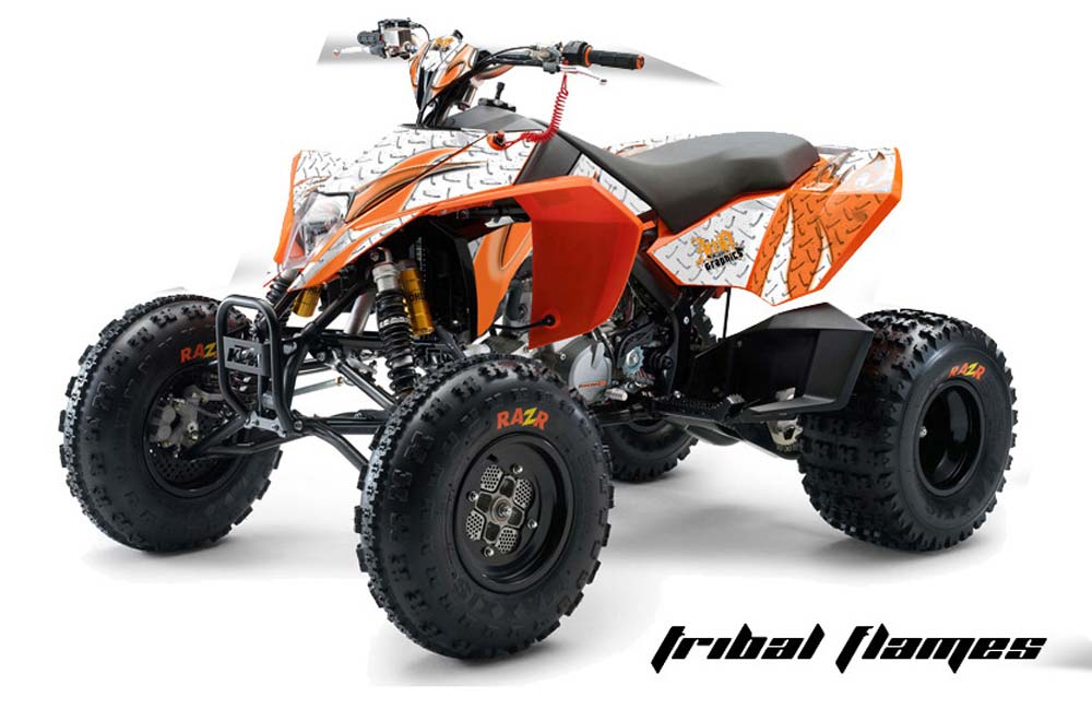 KTM 450 / 505 / 525 ATV Graphic Kit - 2008-2010 Tribal Flames Orange
