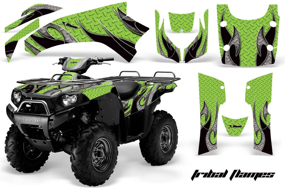 Kawasaki Brute Force 650i 4x4 ATV Graphic Kit - 2004-2012 Tribal Flames Black