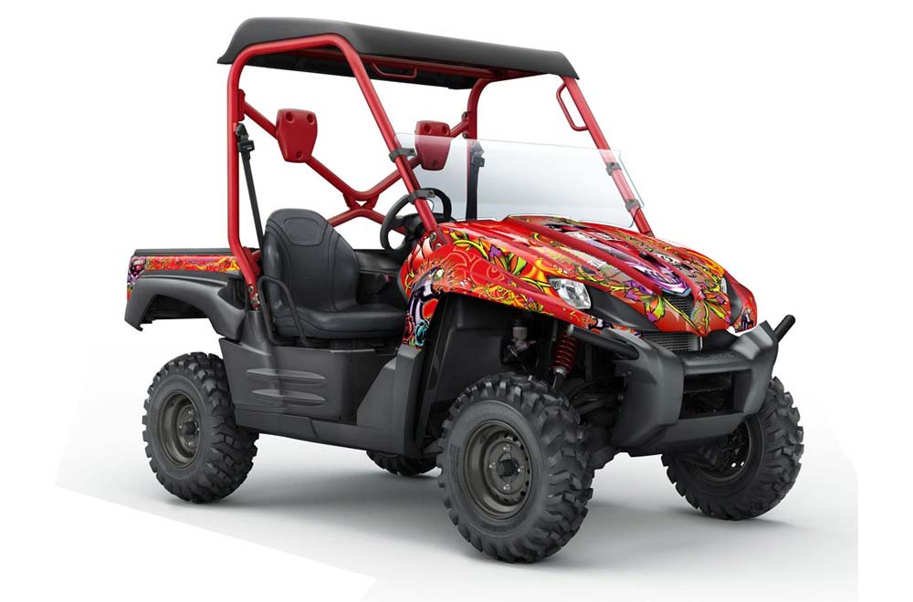Kawasaki Teryx 750 Graphic Kit - 2007-2009 Ed Hardy - Love Kills Red