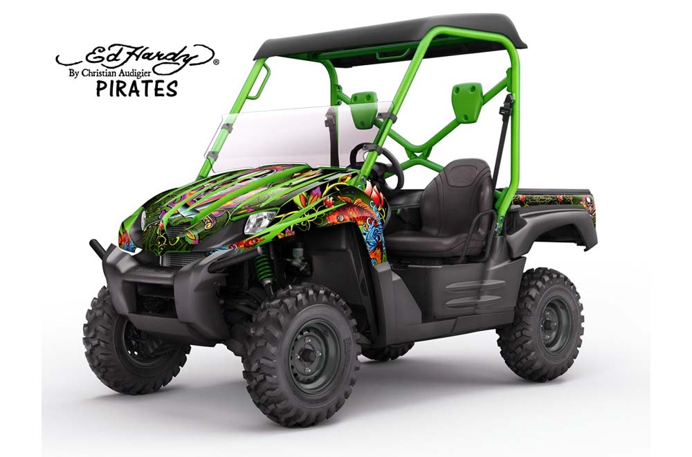 Kawasaki Teryx 750 Graphic Kit - 2007-2009 Ed Hardy - Pirates Green
